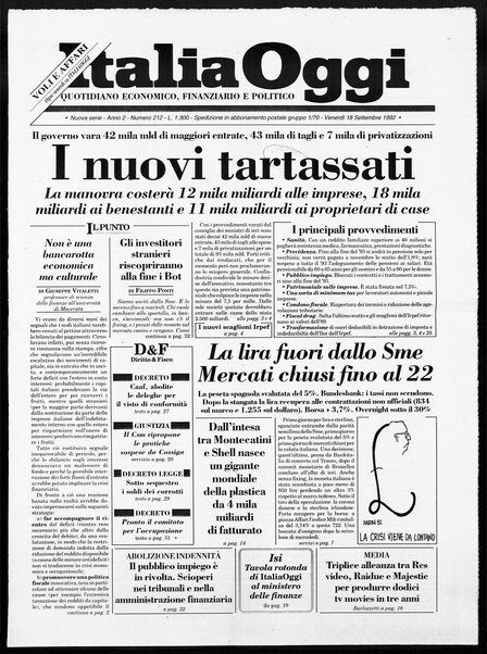 Italia oggi : quotidiano di economia finanza e politica